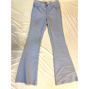 Hollister Pants High Rise Advanced Stretch Plaid Flare Blue Juniors Size 5